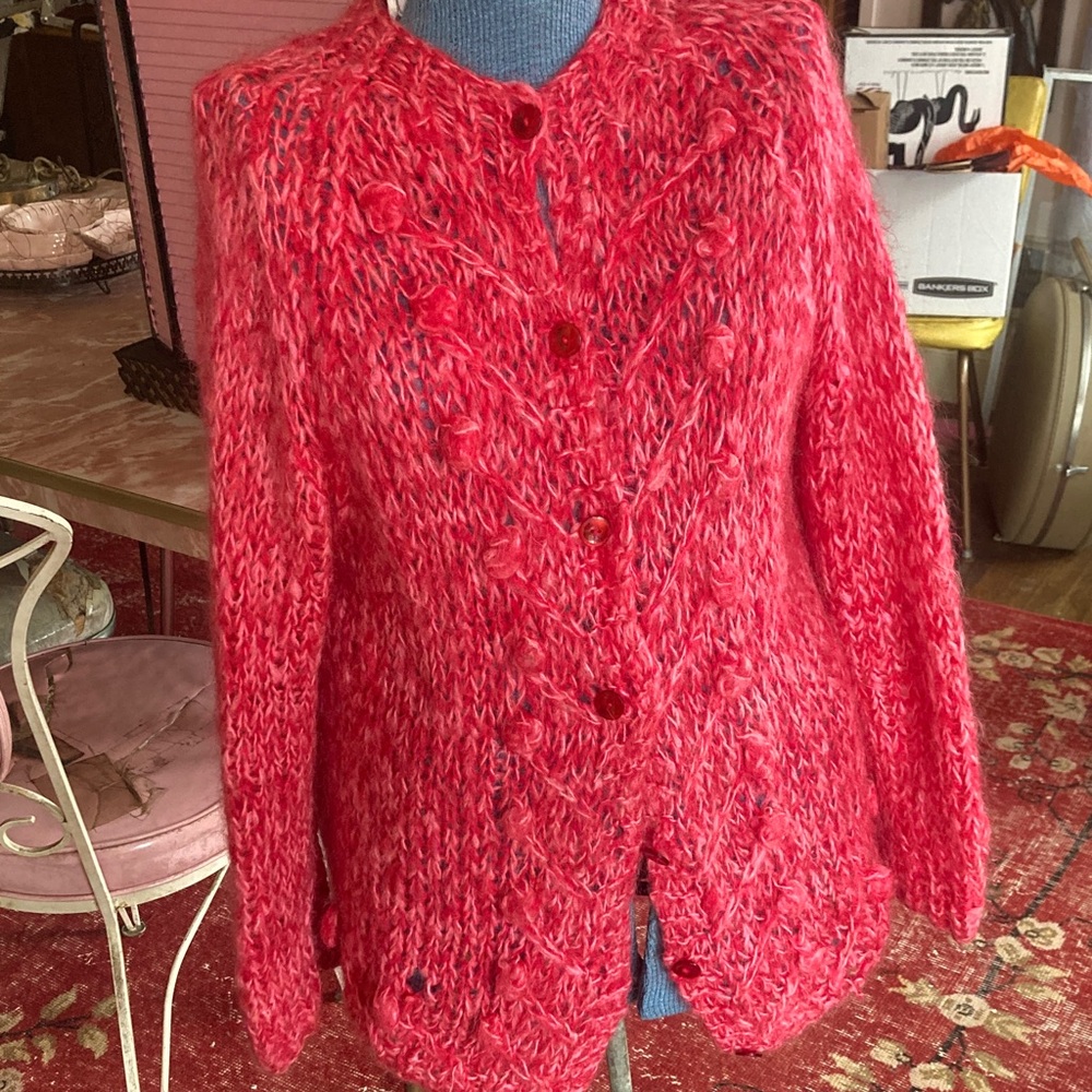 Cozy Coral Pink Marled Knit Cardigan